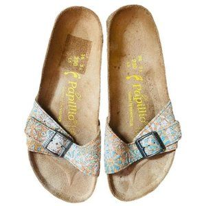 Papillo Birkenstock Cork Bleu & Brown Sandals SZ 5